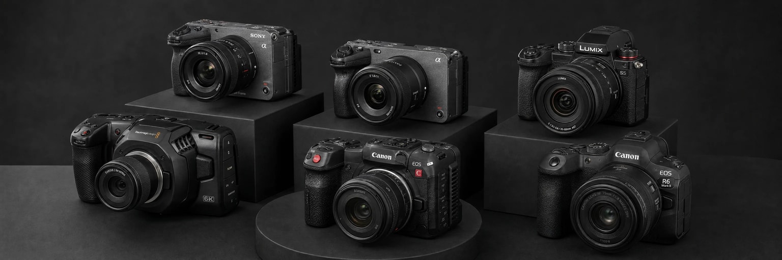 Différents appareils photo et caméras de studio