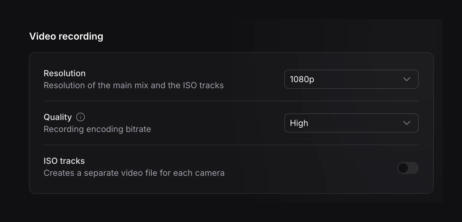 Option Pistes ISO dans les réglages d’enregistrement vidéo