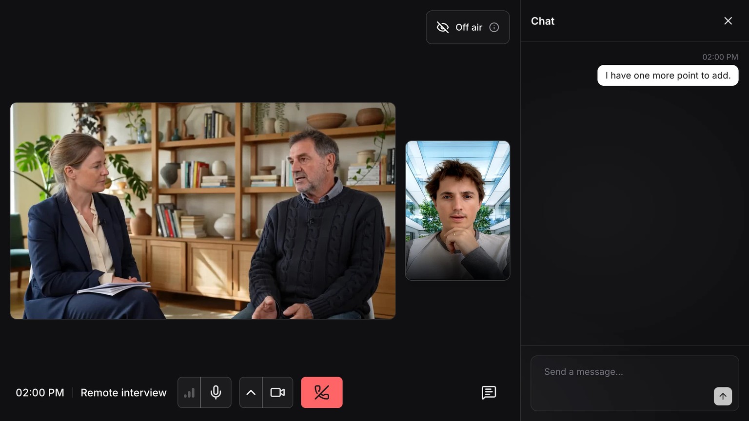L’invité envoie un message depuis le Chat de la visioconférence