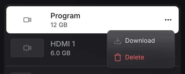 Commande Télécharger dans le menu d’une piste